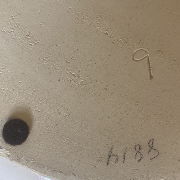 Vintage 1990 Ceramic Pottery White/Blue Glazed Drip Design Chip/Dip Large Bowl - Picture 11 of 12